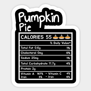 Pumpkin Pie Nutrition Facts Thanksgiving Sticker